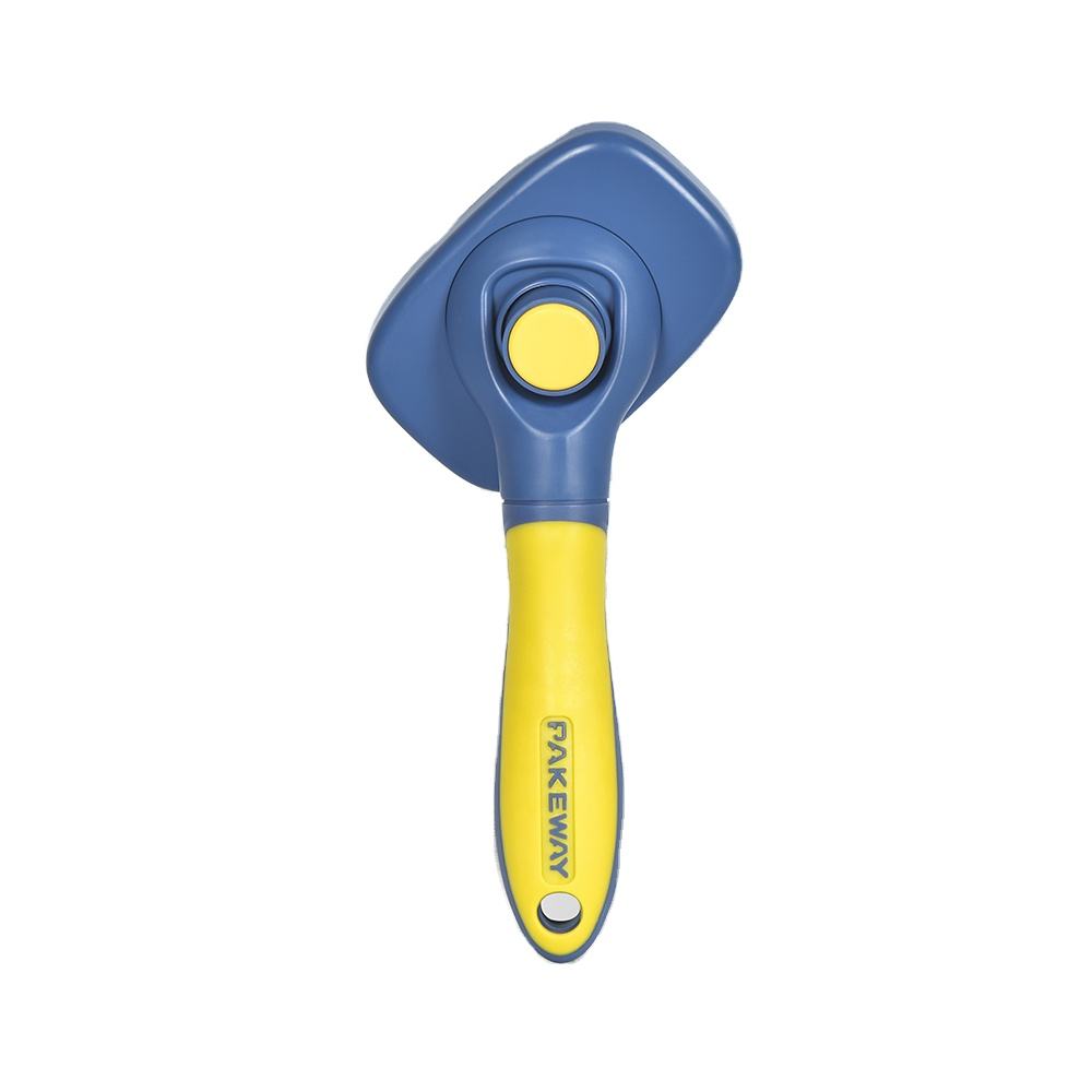 Petpure Pakeway T10 Rotable Self Slicker Pet Grooming Brush-Blue/Yellow