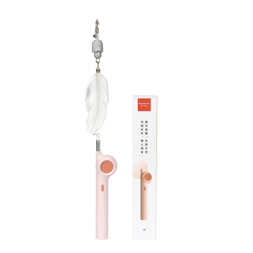 Petpure Pakeway Lucky Cat Teaser with retractable wand and Led lamp retractable wand - Pink