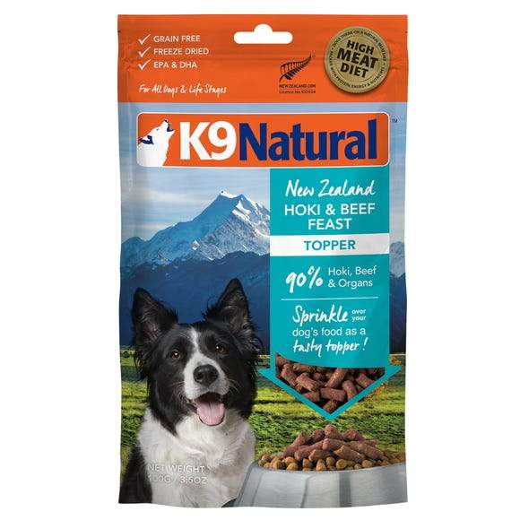 K9 Natural Freeze Dried Hoki and Beef Topper 100g
