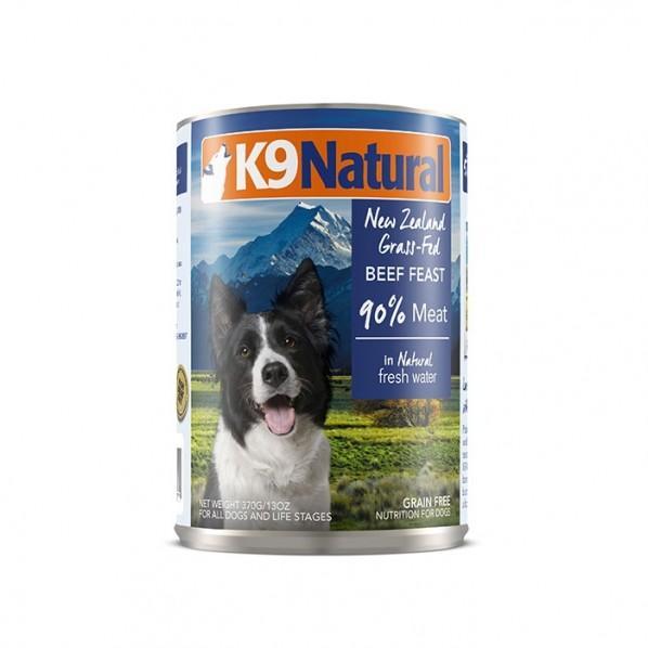 K9 Natural Beef Feast Canned Dog Food 370g x 12 Cans