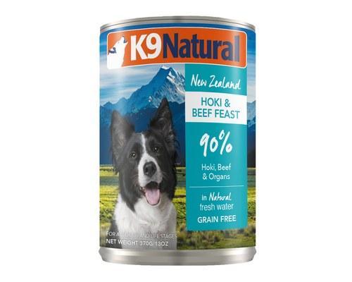 K9 Natural Beef and Hoki Feast Canned Dog Food 370g x12 Cans