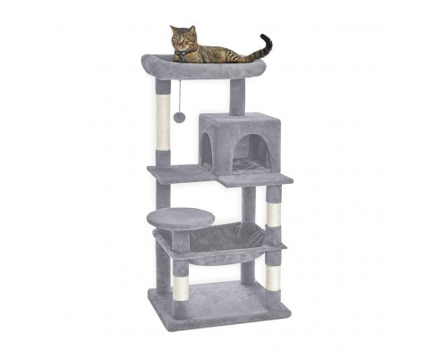 Floofi 118cm Plush Cat Condo Cat Tree Light Grey